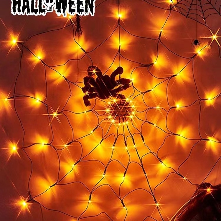 Halloween LED svjetla u obliku paukove mreže, s daljinskim upravljačem, baterijsko napajanje, IP44, mali svjetleći niz