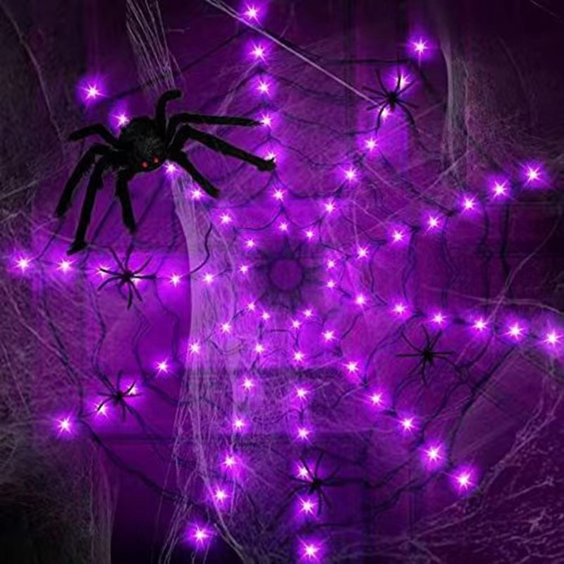 Halloween LED svjetla u obliku paukove mreže, s daljinskim upravljačem, baterijsko napajanje, IP44, mali svjetleći niz