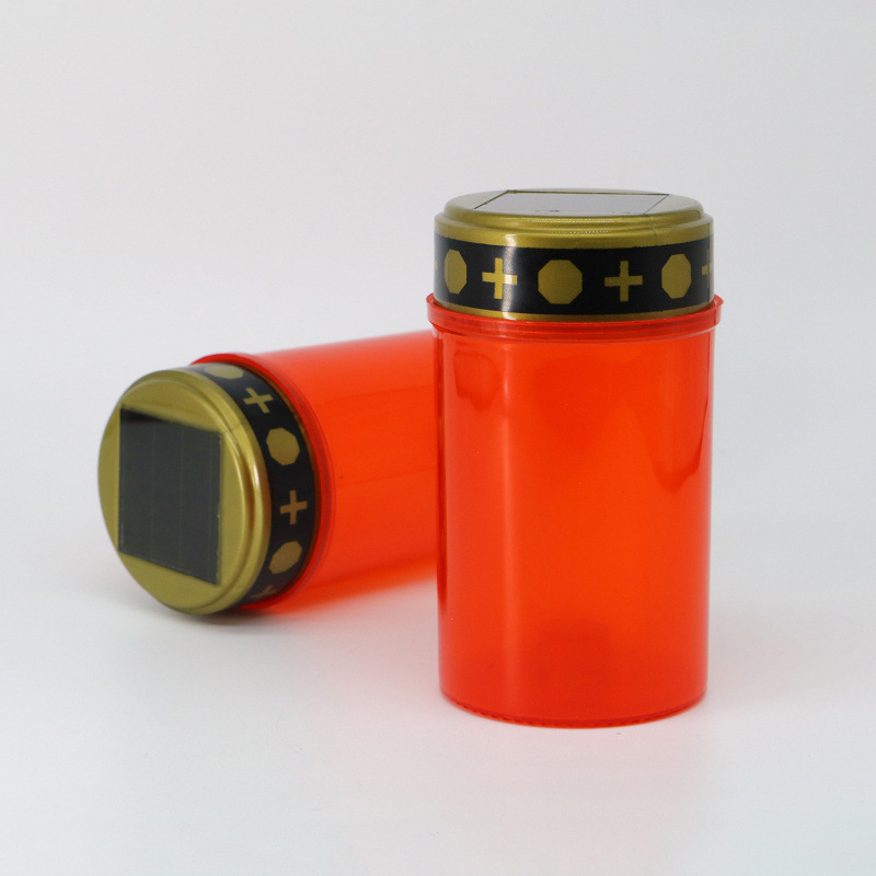 Saulės kapinių LED žvakės lemputė — cilindrinis plastikinis korpusas, pusiau rankinis ir pusiau mechaninis dizainas, Candle feast