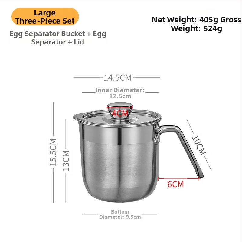 Haobai 304 ανοξείδωτος διαχωριστής ασπραδιών με σχεδίαση βαρελιού για οικιακή ζαχαροπλαστική