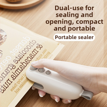 Mini uždarymo mašina užkandžiams, nešiojama namų uždarymo priemonė, dviejų funkcijų uždarymo ir pjaustymo įrankis plastikiniams maišeliams, modernus paprastas dizainas