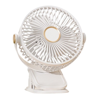 Įkraunamas klipsinis ventiliatorius su įmontuota šviesa, 5 sparneliai, 3 greičiai, 5V/5W