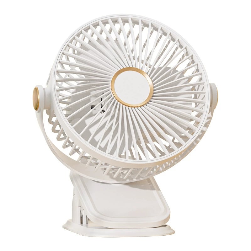 Įkraunamas klipsinis ventiliatorius su įmontuota šviesa, 5 sparneliai, 3 greičiai, 5V/5W