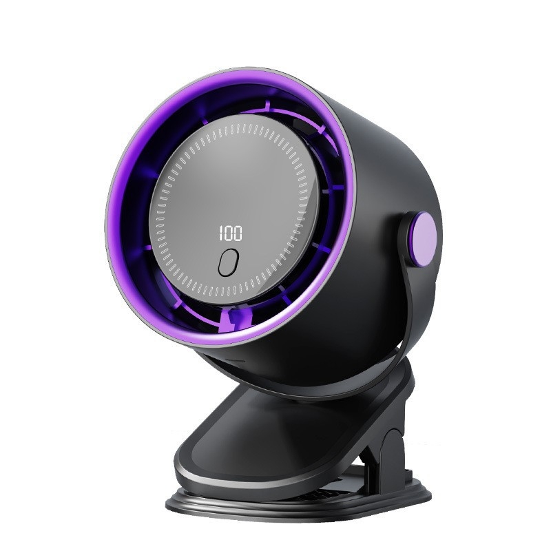 Įkraunamas klipsinis ventiliatorius su įmontuota šviesa, 5 sparneliai, 3 greičiai, 5V/5W