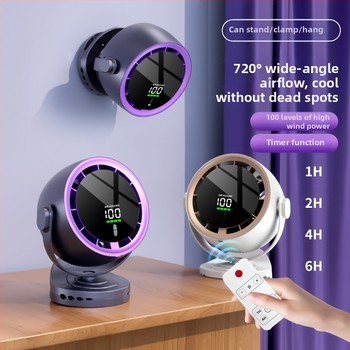 Клип-вентилатор за бюро с USB захранване, безчетков двигател, ABS корпус, вградена батерия 2000–4000mAh