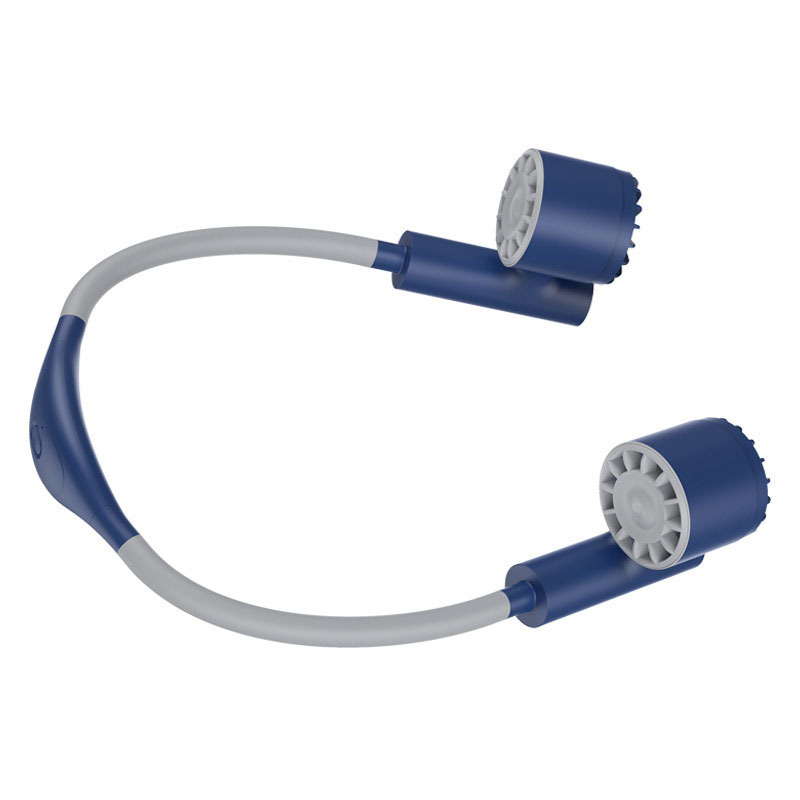 Nyakba akasztható hordozható ventilátor kettős turbínákkal, beépített akkumulátor, USB töltés, 3 fokozat, brushless motor