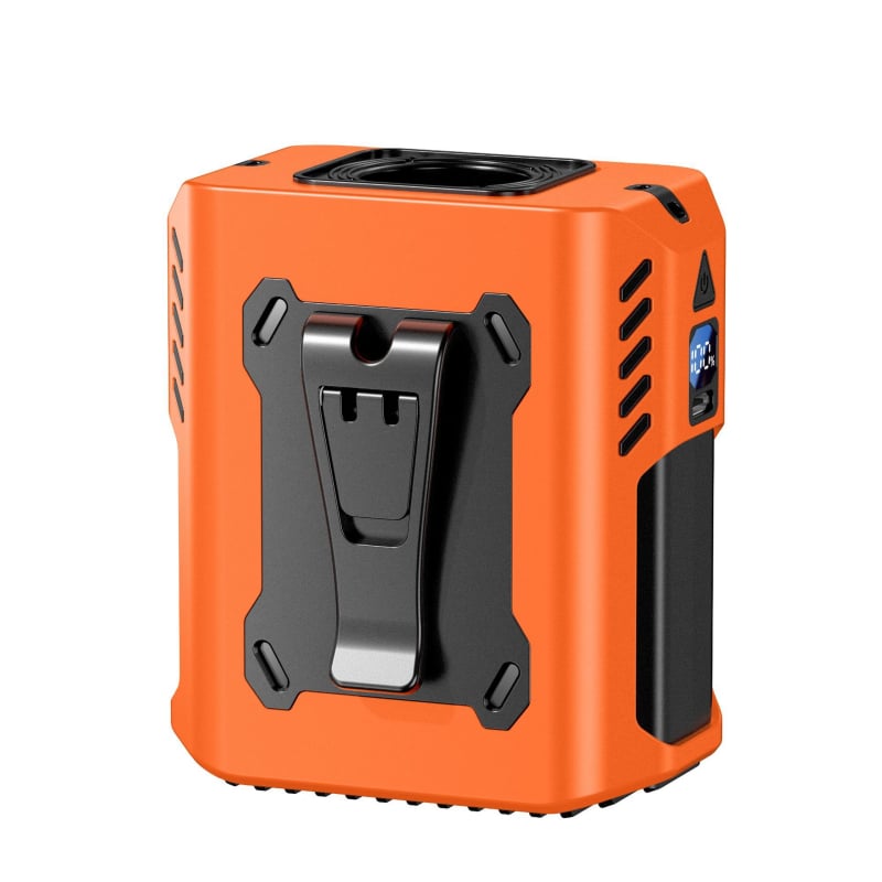 Портативен вентилатор за носене около талията, за външна употреба, 5 скорости, цифров дисплей, вградена 6000 mAh батерия, USB захранване