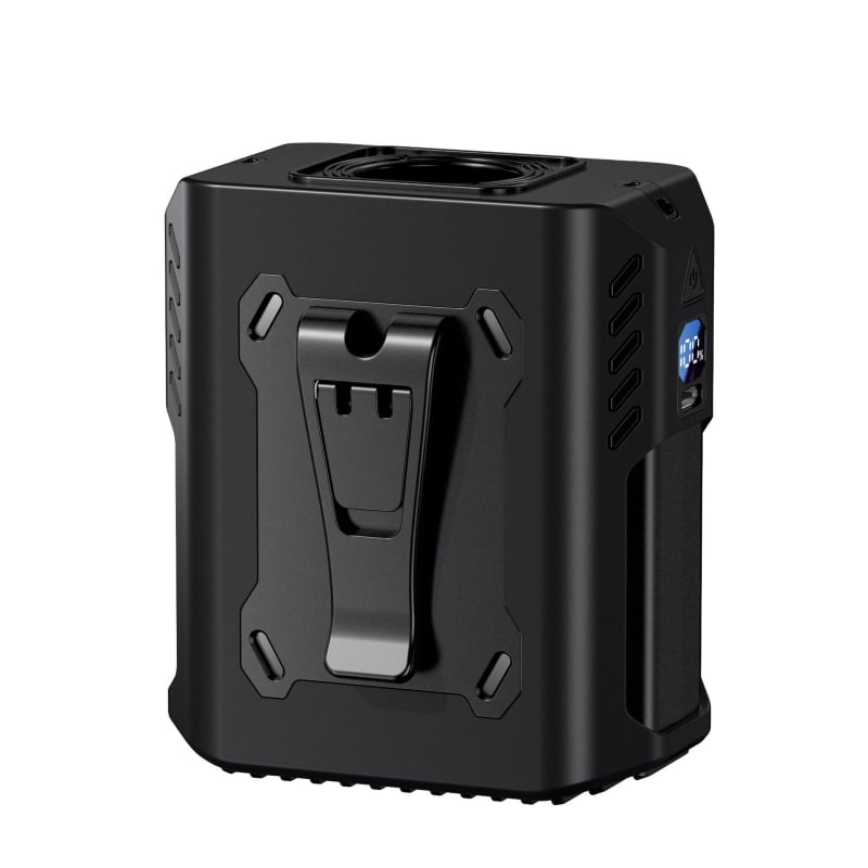 Портативен вентилатор за носене около талията, за външна употреба, 5 скорости, цифров дисплей, вградена 6000 mAh батерия, USB захранване