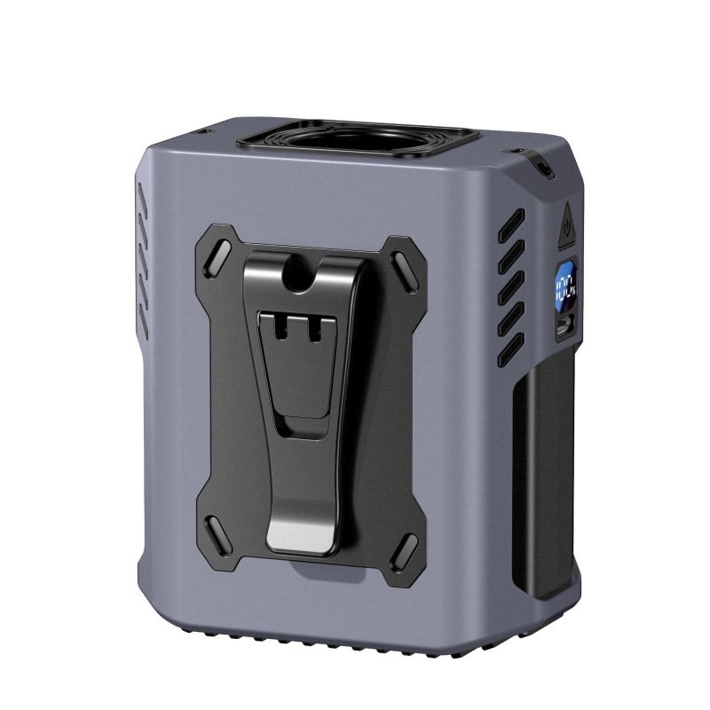 Портативен вентилатор за носене около талията, за външна употреба, 5 скорости, цифров дисплей, вградена 6000 mAh батерия, USB захранване