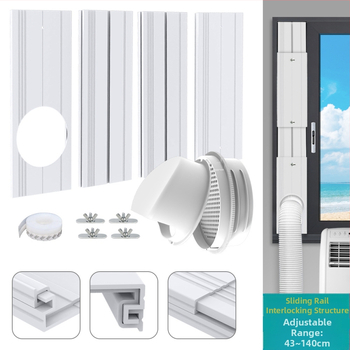 Mobiliojo oro kondicionieriaus stiklinio komplektas su reguliuojamu lango sandariu ir universalia keturių vienoje sąsaja, modelis 9000111