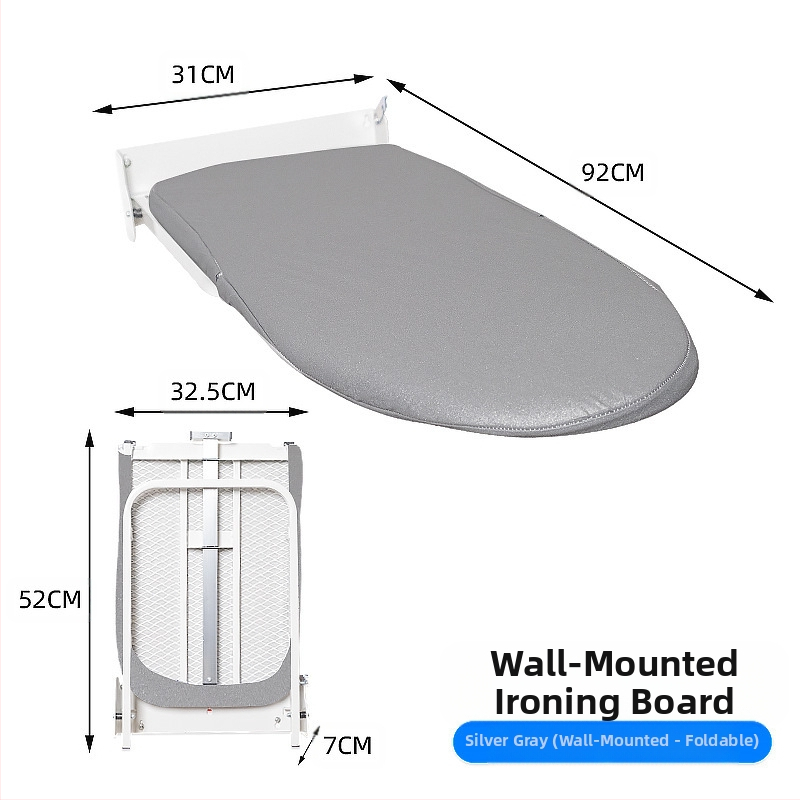 Sieninė sulankstoma lyginimo lenta su lyginimo laikikliu ir kabliu – medvilnės uždanga, adatos medvilnės pagalvė, anglies plieno rėmas, plastikiniai kojos; 4 vnt dėžutėje