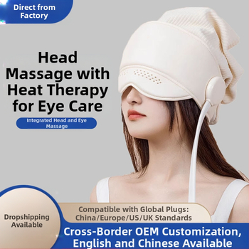 Galvos masažo šalmas su integruota galvos ir akių kauke, įkraunamas, oro pagalvės masažas, 3 greičiai, mygtuko valdymas, modelis HD-01