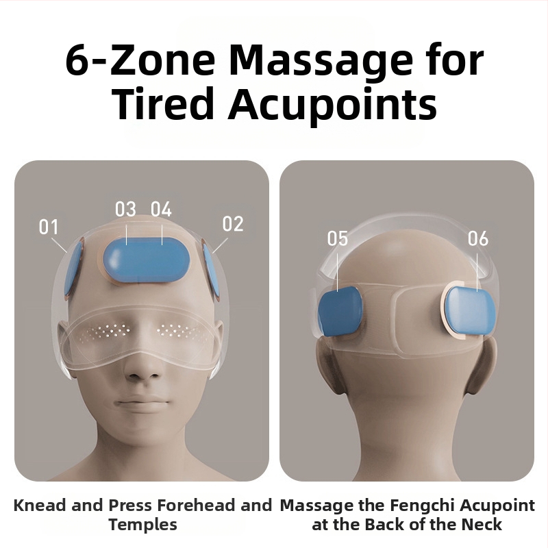 Galvos masažo šalmas su integruota galvos ir akių kauke, įkraunamas, oro pagalvės masažas, 3 greičiai, mygtuko valdymas, modelis HD-01