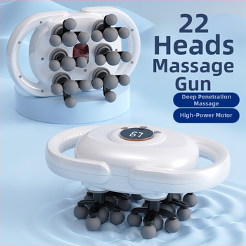 22 galvų fascijos masažuoklis su įmontuota baterija 1200–2000 mAh, LCD ekranas, keli greičiai, 6+ galvos
