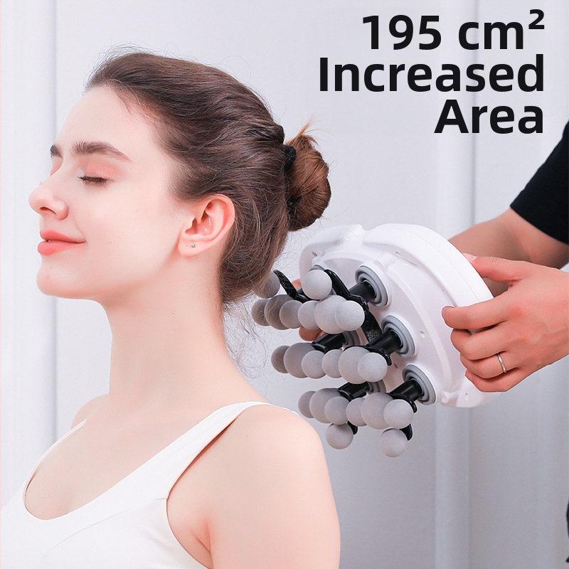 22 galvų fascijos masažuoklis su įmontuota baterija 1200–2000 mAh, LCD ekranas, keli greičiai, 6+ galvos