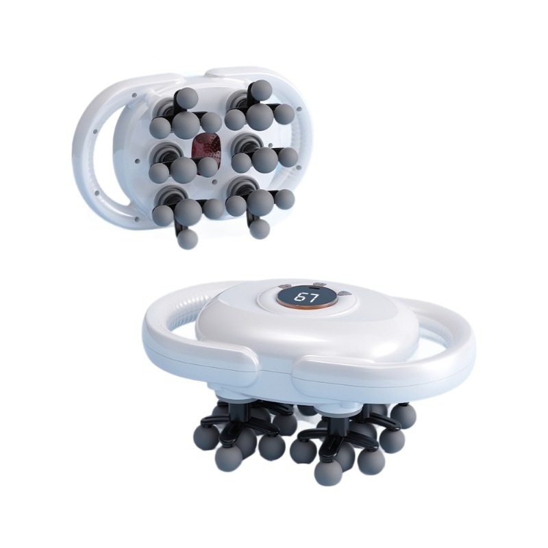 22 galvų fascijos masažuoklis su įmontuota baterija 1200–2000 mAh, LCD ekranas, keli greičiai, 6+ galvos