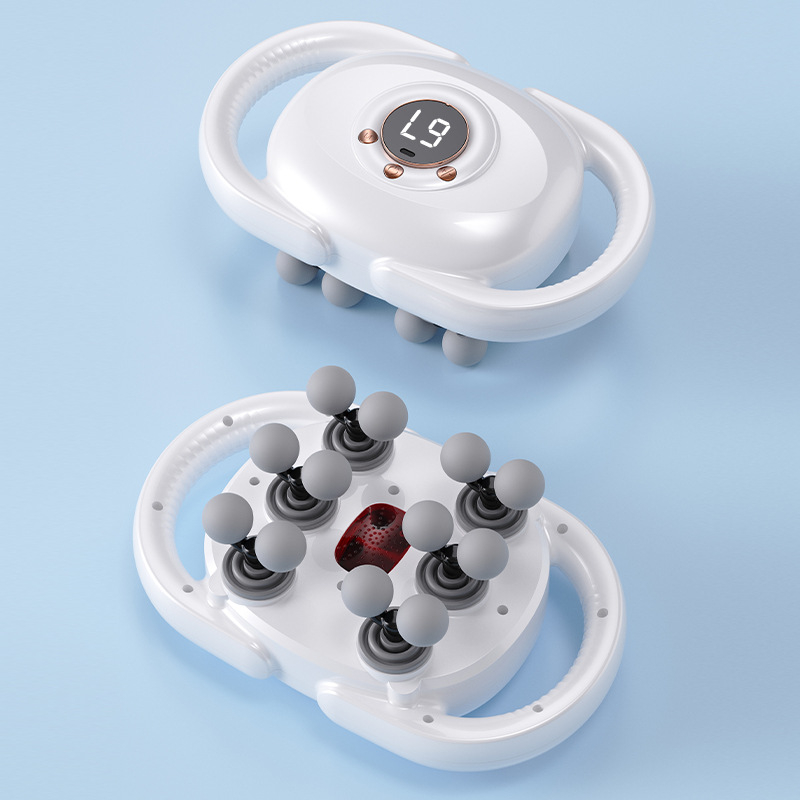 22 galvų fascijos masažuoklis su įmontuota baterija 1200–2000 mAh, LCD ekranas, keli greičiai, 6+ galvos