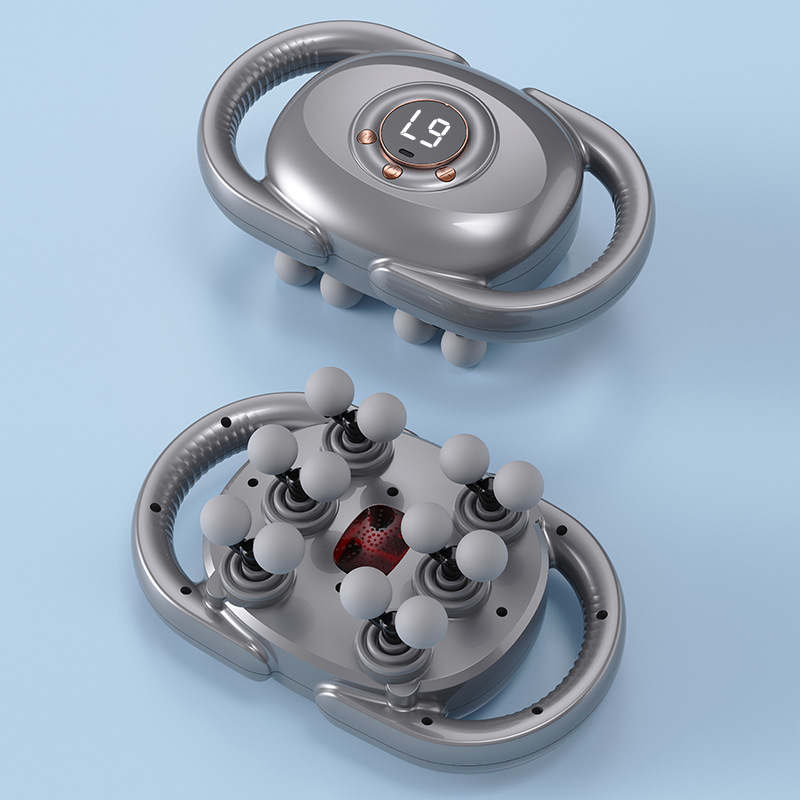 22 galvų fascijos masažuoklis su įmontuota baterija 1200–2000 mAh, LCD ekranas, keli greičiai, 6+ galvos