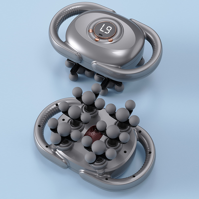 22 galvų fascijos masažuoklis su įmontuota baterija 1200–2000 mAh, LCD ekranas, keli greičiai, 6+ galvos