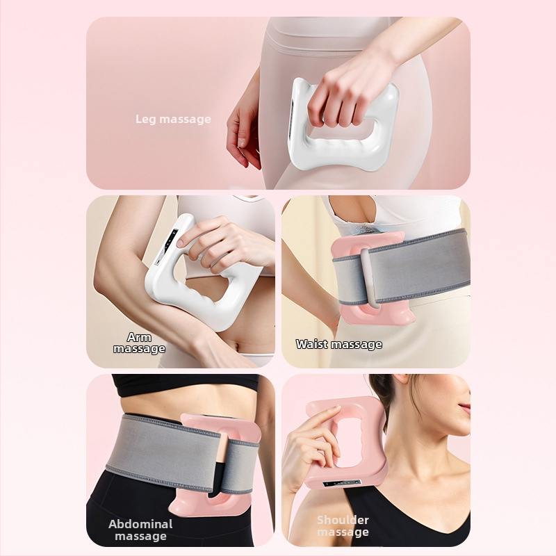 Мини масажор за фасция с кръгов колан, модел A6 — батериен вибрационен масажор за глава, шия, гръб и крайници, ABS корпус