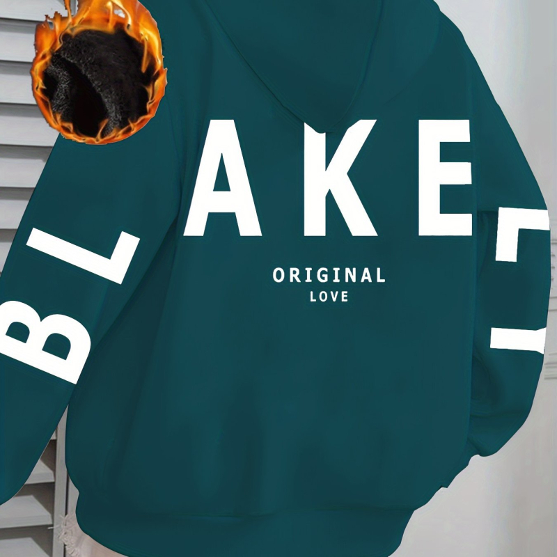 Női kapucnis pulóver virágos monogrammal, laza szabás, hosszú ujú, poliészter