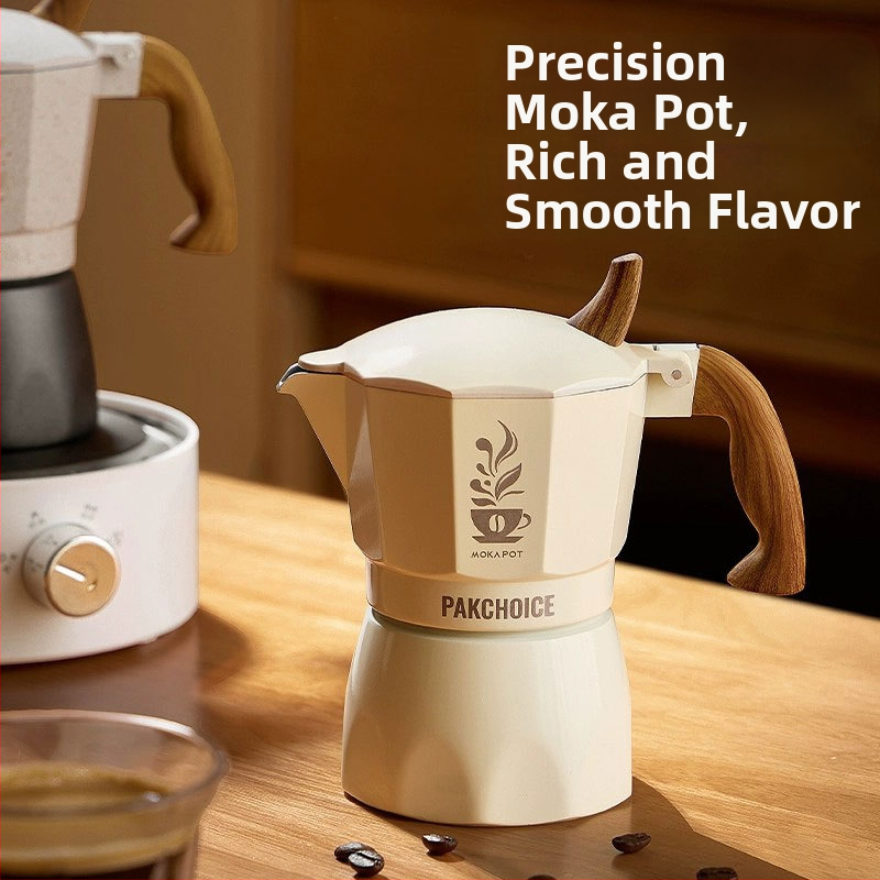 Алуминиева сплав Мока пот с един клапан – преносимо еспресо устройство за ръчно варене на кафе, комплект за кафе, с печатно лого