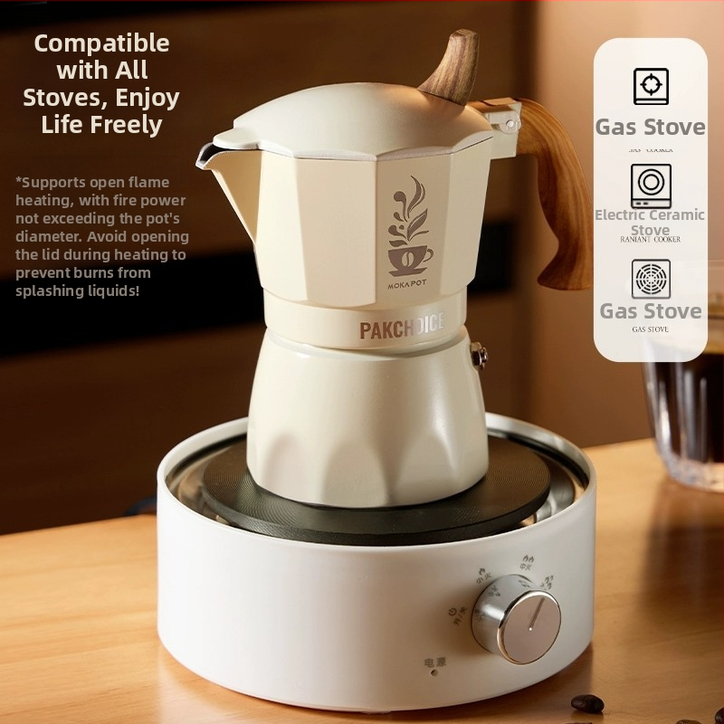 Алуминиева сплав Мока пот с един клапан – преносимо еспресо устройство за ръчно варене на кафе, комплект за кафе, с печатно лого