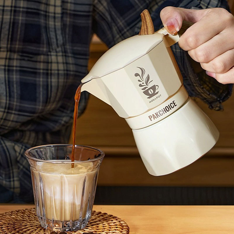 Алуминиева сплав Мока пот с един клапан – преносимо еспресо устройство за ръчно варене на кафе, комплект за кафе, с печатно лого