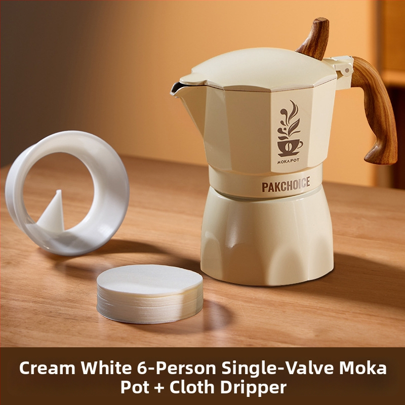 Алуминиева сплав Мока пот с един клапан – преносимо еспресо устройство за ръчно варене на кафе, комплект за кафе, с печатно лого