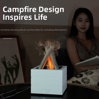 Αρωματοδιαχύτης με εφέ φλόγας, ξύλινο περίβλημα, τροφοδοσία USB, δεξαμενή 0,5 L, κατάλληλος για χώρο 21–30 m²