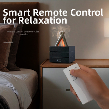 Αρωματοδιαχύτης με εφέ φλόγας, ξύλινο περίβλημα, τροφοδοσία USB, δεξαμενή 0,5 L, κατάλληλος για χώρο 21–30 m²