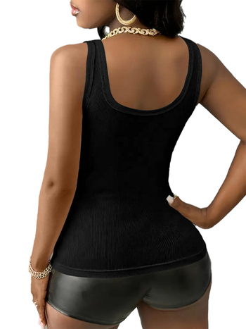 Γυναικείος αμάνικος τοπ με I-σχήματος τιράντες, βαθύ V ντεκολτέ, στενή εφαρμογή, πολυεστέρας, μήκος 50–65 εκ