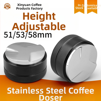 Nerūdijančio plieno kavos miltelių dozatorius, reguliuojamas aukštis, neslidus pagrindas, plokščias dugnas, lazeriu įgraviruotas logotipas (svoris: 182 g / 195 g / 218 g)