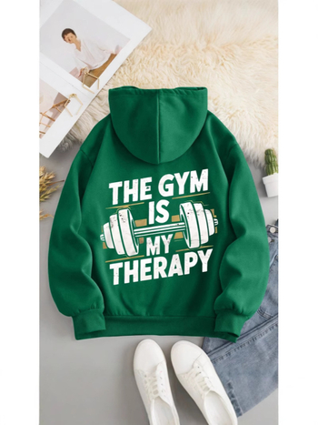 Ženska dukserica s kapuljom, ležernog kroja, My Therapy print, poliester vlakno