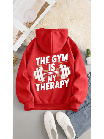 Ženska dukserica s kapuljom, ležernog kroja, My Therapy print, poliester vlakno