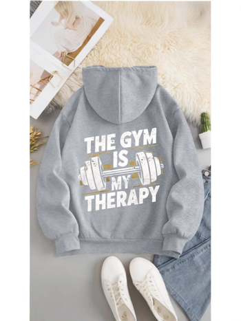 Ženska dukserica s kapuljom, ležernog kroja, My Therapy print, poliester vlakno