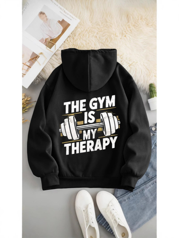 Ženska dukserica s kapuljom, ležernog kroja, My Therapy print, poliester vlakno