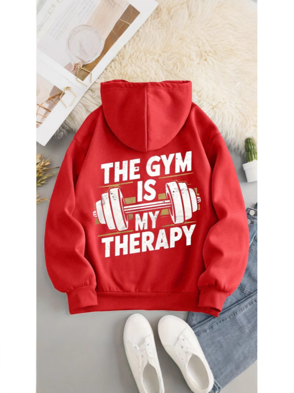 Ženska dukserica s kapuljom, ležernog kroja, My Therapy print, poliester vlakno