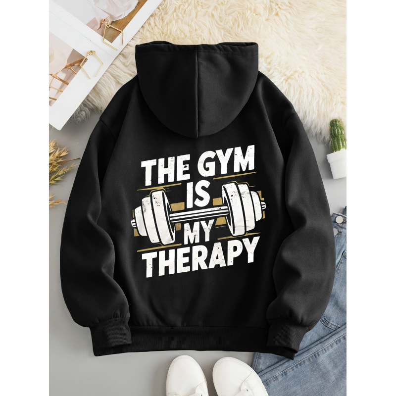 Ženska dukserica s kapuljom, ležernog kroja, My Therapy print, poliester vlakno