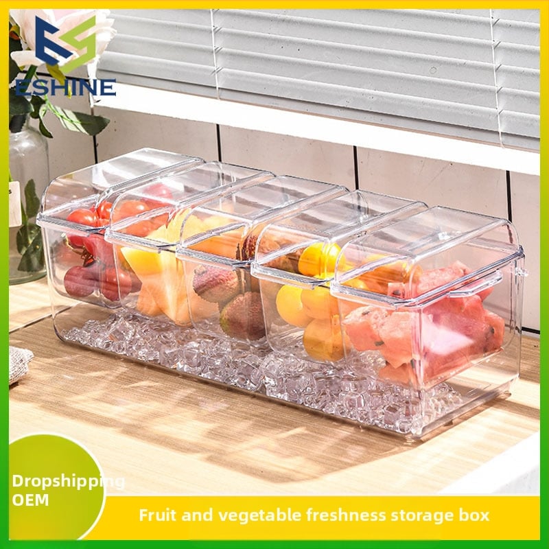 Кутия за плодове и зеленчуци за пренасяне с капак – прахо- и росоустойчив пластмасов корпус; модерен минималистичен стил • Преносим • Съхранение • Криспър • Произход: Гуандун