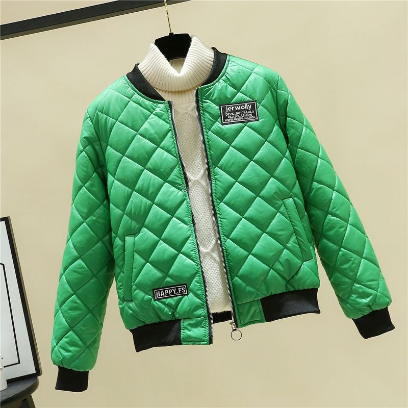 Moterų medvilninė beisbolo striukė, trumpa, stora, apvalus kaklas, ilgos rankovės, miesto stilius, ilgis 50–65 cm, pagrindinis audinys 90–95% medvilnė