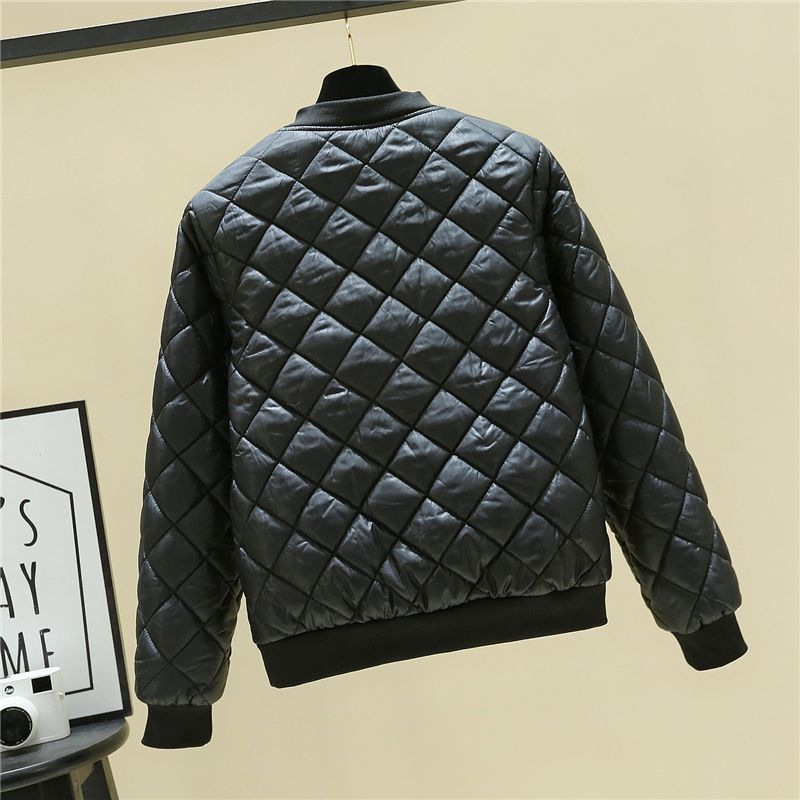 Moterų medvilninė beisbolo striukė, trumpa, stora, apvalus kaklas, ilgos rankovės, miesto stilius, ilgis 50–65 cm, pagrindinis audinys 90–95% medvilnė