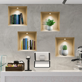 PVC αυτοκόλλητο τοίχου χωρίς πλαίσιο, σετ τεσσάρων τεμαχίων για σαλόνι και υπνοδωμάτιο, μοντέρνος μινιμαλιστικός επίπεδος σχεδιασμός, μονόχρωμο μοτίβο