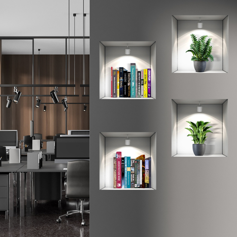 Keret nélküli PVC falikép matrica, 4 darabos készlet nappali és hálószoba számára, modern minimalistikus sík dizájn, egyszínű minta