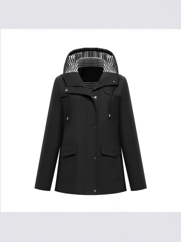 Moteriška gobtuvė iš Oxford audinio striukė, patchwork dizainas, dryžių raštas, 70–80% poliesterio, vidutinio ilgio