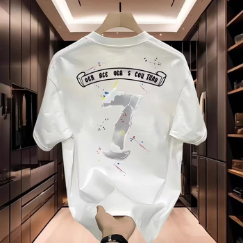 Μπλούζα με γεωμετρικό σχέδιο, 200 g, βαμβάκι combed, χαλαρή γραμμή, στρογγυλός λαιμός, κοντομάνικη