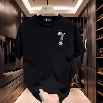 Μπλούζα με γεωμετρικό σχέδιο, 200 g, βαμβάκι combed, χαλαρή γραμμή, στρογγυλός λαιμός, κοντομάνικη