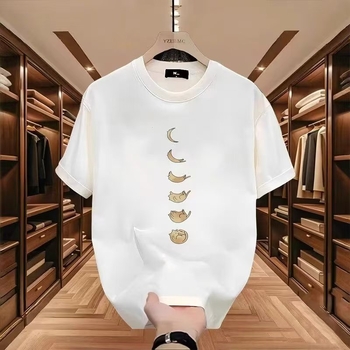 Μπλούζα με γεωμετρικό σχέδιο, 200 g, βαμβάκι combed, χαλαρή γραμμή, στρογγυλός λαιμός, κοντομάνικη