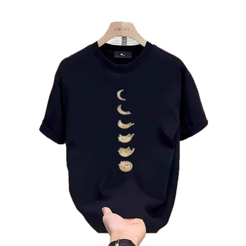 Μπλούζα με γεωμετρικό σχέδιο, 200 g, βαμβάκι combed, χαλαρή γραμμή, στρογγυλός λαιμός, κοντομάνικη