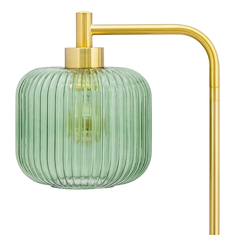 Stovinti LED lempa su stikline gaubte, reguliuojamas aukštis 1 m, modernus minimalistinis dizainas